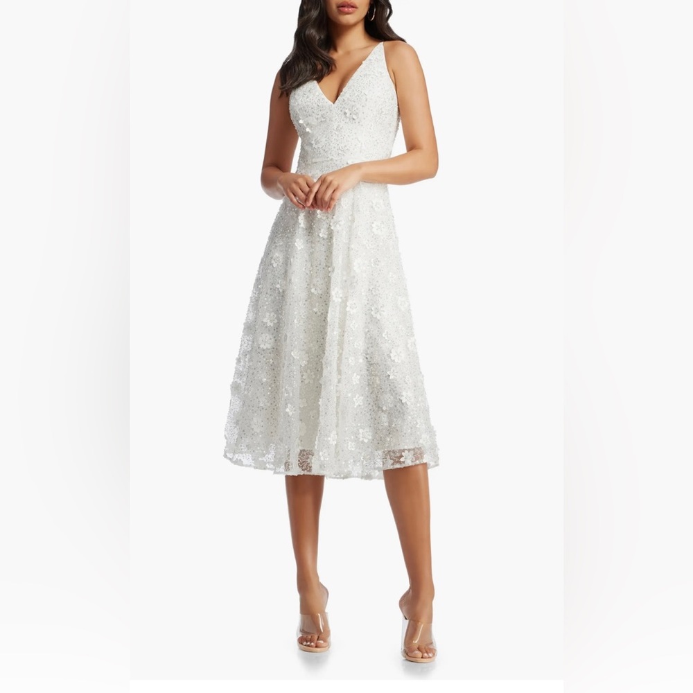 Dress the Population Elisa Floral Appliqué Sequin Fit & Flare size medium